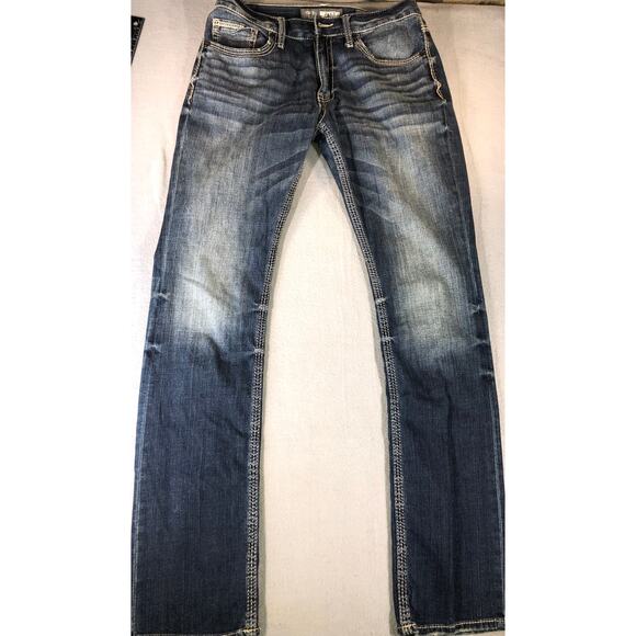 BKE Jake Straight Leg Jeans Mens 32x32 Dark Wash Stretch Denim long/tall - Picture 2 of 8